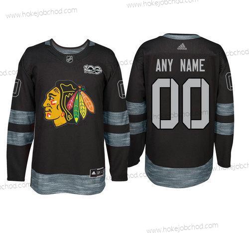 Adidas Chicago Blackhawks Přizpůsobené Černá 1917-2017 100th Výročí Sešitý NHL Dres