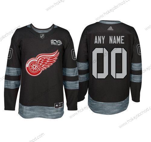 Adidas Detroit Red Wings Přizpůsobené Černá 1917-2017 100th Výročí Sešitý NHL Dres