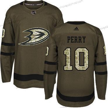 Adidas Mládež Anaheim Ducks #10 Corey Perry Zelená Salute to Service Sešitý NHL Dres