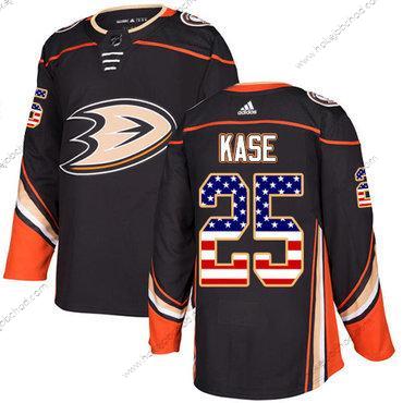 Adidas Mládež Anaheim Ducks #25 Ondrej Kase Černá Domácí Autentické USA Flag Sešitý NHL Dres