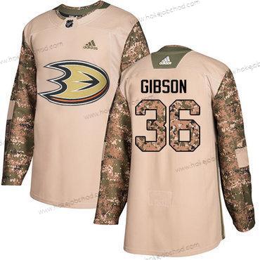 Adidas Mládež Anaheim Ducks #36 John Gibson Camo Autentické 2017 Veterans Day Sešitý NHL Dres