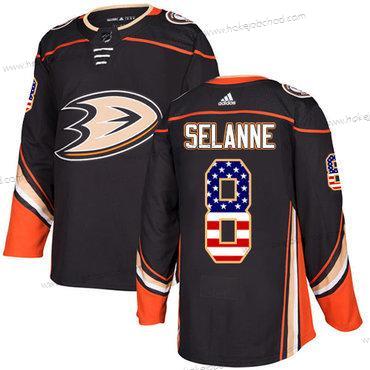 Adidas Mládež Anaheim Ducks #8 Teemu Selanne Černá Domácí Autentické USA Flag Sešitý NHL Dres