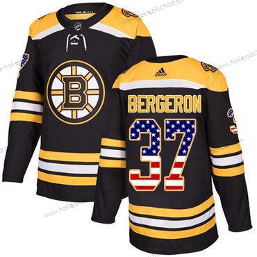 Adidas Mládež Boston Bruins #37 Patrice Bergeron Černá Domácí Autentické USA Flag Sešitý NHL Dres