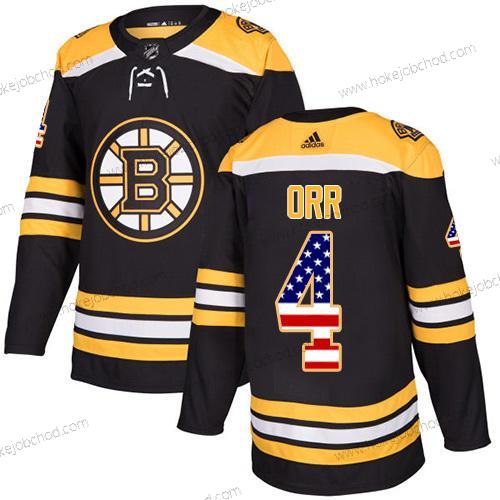 Adidas Mládež Boston Bruins #4 Bobby Orr Černá Domácí Autentické USA Flag Sešitý NHL Dres