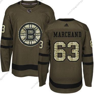 Adidas Mládež Boston Bruins #63 Brad Marchand Zelená Salute to Service Sešitý NHL Dres