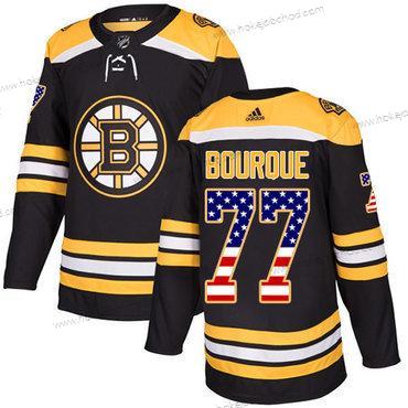 Adidas Mládež Boston Bruins #77 Ray Bourque Černá Domácí Autentické USA Flag Sešitý NHL Dres