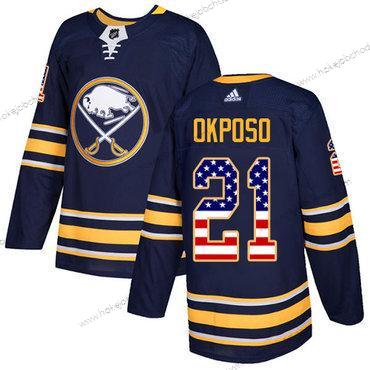 Adidas Mládež Buffalo Sabres #21 Kyle Okposo Námořnictvo Modrý Domácí Autentické USA Flag Sešitý NHL Dres