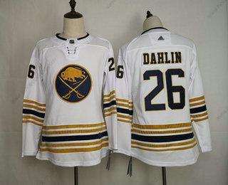 Adidas Mládež Buffalo Sabres #26 Rasmus Dahlin Bílý With Zlato 50Th Výročí Sešitý NHL Dres