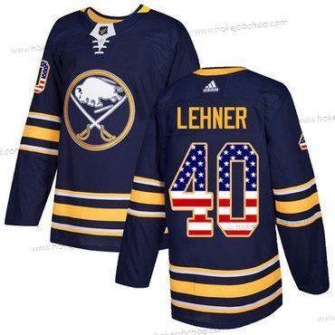 Adidas Mládež Buffalo Sabres #40 Robin Lehner Námořnictvo Modrý Domácí Autentické USA Flag Sešitý NHL Dres