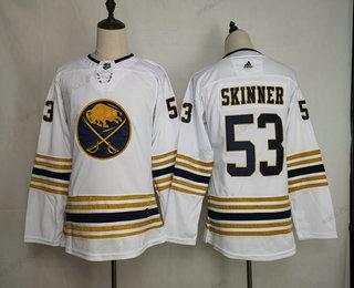 Adidas Mládež Buffalo Sabres #53 Jeff Skinner Bílý With Zlato 50Th Výročí Sešitý NHL Dres