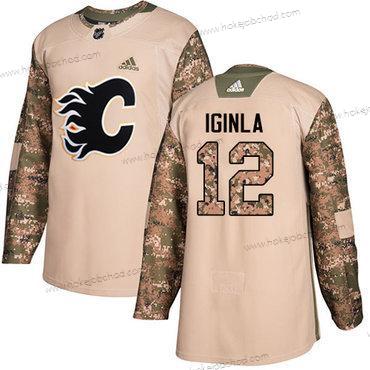 Adidas Mládež Calgary Flames #12 Jarome Iginla Camo Autentické 2017 Veterans Day Sešitý NHL Dres