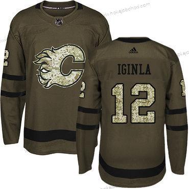 Adidas Mládež Calgary Flames #12 Jarome Iginla Zelená Salute to Service Sešitý NHL Dres