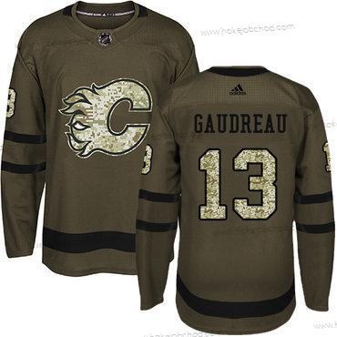 Adidas Mládež Calgary Flames #13 Johnny Gaudreau Zelená Salute to Service Sešitý NHL Dres