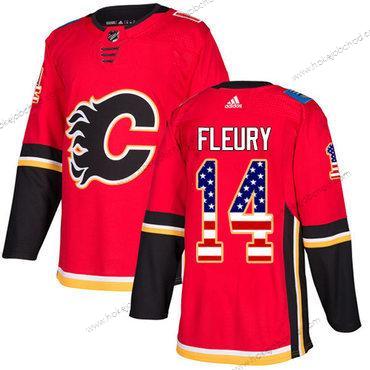 Adidas Mládež Calgary Flames #14 Theoren Fleury Červené Domácí Autentické USA Flag Sešitý NHL Dres