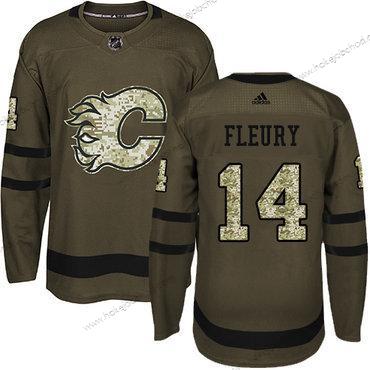 Adidas Mládež Calgary Flames #14 Theoren Fleury Zelená Salute to Service Sešitý NHL Dres