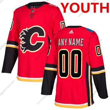 Adidas Mládež Calgary Flames Přizpůsobené Červené Domácí 2017-2018 Hokejový Sešitý NHL Dres