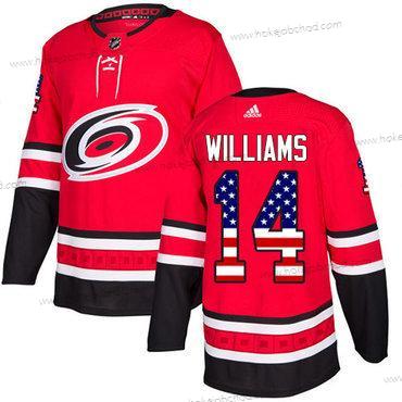 Adidas Mládež Carolina Hurricanes #14 Justin Williams Červené Domácí Autentické USA Flag Sešitý NHL Dres