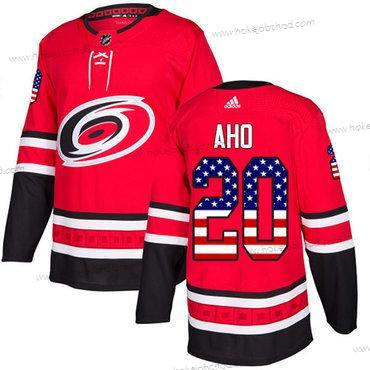 Adidas Mládež Carolina Hurricanes #20 Sebastian Aho Červené Domácí Autentické USA Flag Sešitý NHL Dres