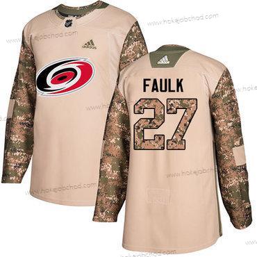 Adidas Mládež Carolina Hurricanes #27 Justin Faulk Camo Autentické 2017 Veterans Day Sešitý NHL Dres