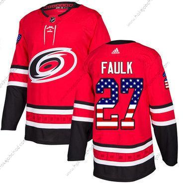 Adidas Mládež Carolina Hurricanes #27 Justin Faulk Červené Domácí Autentické USA Flag Sešitý NHL Dres