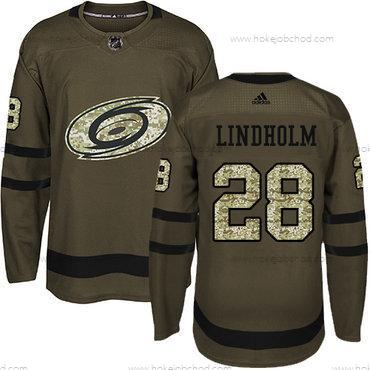 Adidas Mládež Carolina Hurricanes #28 Elias Lindholm Zelená Salute to Service Sešitý NHL Dres