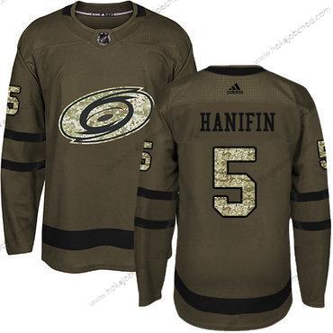 Adidas Mládež Carolina Hurricanes #5 Noah Hanifin Zelená Salute to Service Sešitý NHL Dres