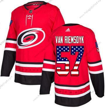 Adidas Mládež Carolina Hurricanes #57 Trevor Van Riemsdyk Červené Domácí Autentické USA Flag Sešitý NHL Dres