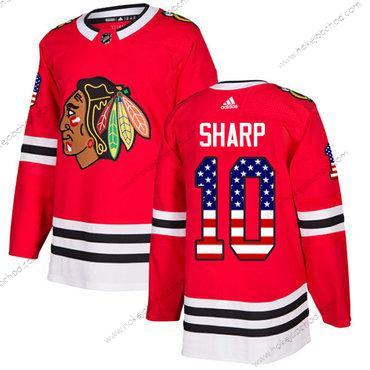 Adidas Mládež Chicago Blackhawks #10 Patrick Sharp Červené Domácí Autentické USA Flag Sešitý NHL Dres