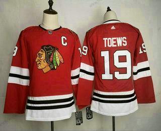 Adidas Mládež Chicago Blackhawks #19 Jonathan Toews Domácí Autentické Červené Hráč Dres