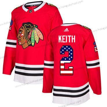 Adidas Mládež Chicago Blackhawks #2 Duncan Keith Červené Domácí Autentické USA Flag Sešitý NHL Dres