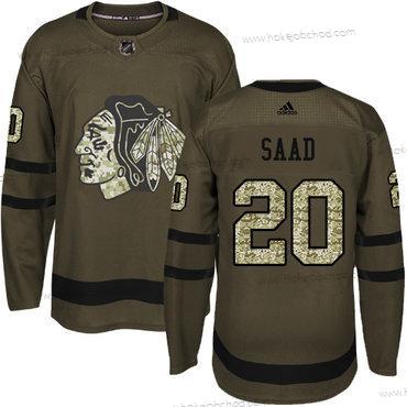 Adidas Mládež Chicago Blackhawks #20 Brandon Saad Zelená Salute to Service Sešitý NHL Dres