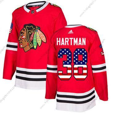 Adidas Mládež Chicago Blackhawks #38 Ryan Hartman Červené Domácí Autentické USA Flag Sešitý NHL Dres