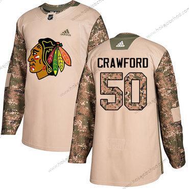 Adidas Mládež Chicago Blackhawks #50 Corey Crawford Camo Autentické 2017 Veterans Day Sešitý NHL Dres