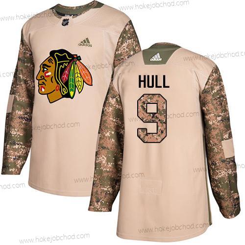 Adidas Mládež Chicago Blackhawks #9 Bobby Hull Camo Autentické 2017 Veterans Day Sešitý NHL Dres