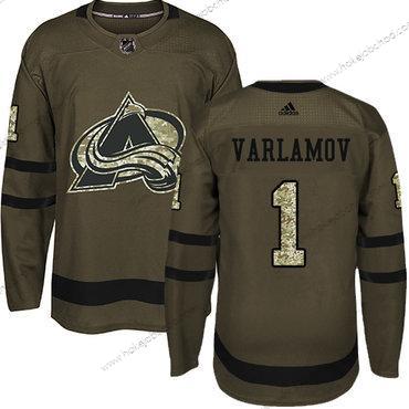 Adidas Mládež Colorado Avalanche #1 Semyon Varlamov Zelená Salute to Service Sešitý NHL Dres