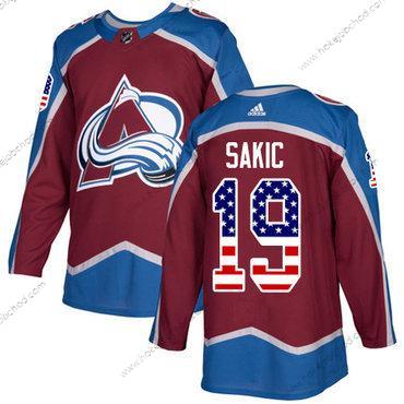 Adidas Mládež Colorado Avalanche #19 Joe Sakic Domácí Červené Autentické USA Flag Sešitý NHL Dres