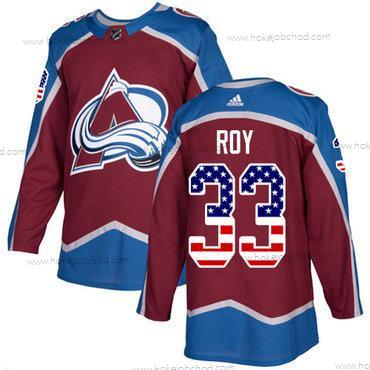 Adidas Mládež Colorado Avalanche #33 Patrick Roy Domácí Červené Autentické USA Flag Sešitý NHL Dres