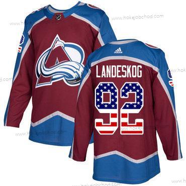 Adidas Mládež Colorado Avalanche #92 Gabriel Landeskog Domácí Červené Autentické USA Flag Sešitý NHL Dres