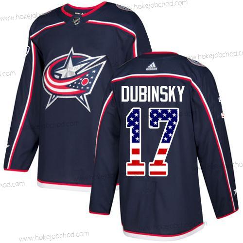 Adidas Mládež Columbus Blue Jackets #17 Brandon Dubinsky Námořnictvo Modrý Domácí Autentické USA Flag Sešitý NHL Dres