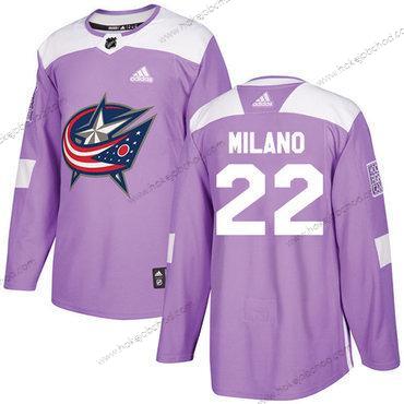 Adidas Mládež Columbus Blue Jackets #22 Sonny Milano Nachový Autentické Bojuje proti rakovině Sešitý NHL Dres