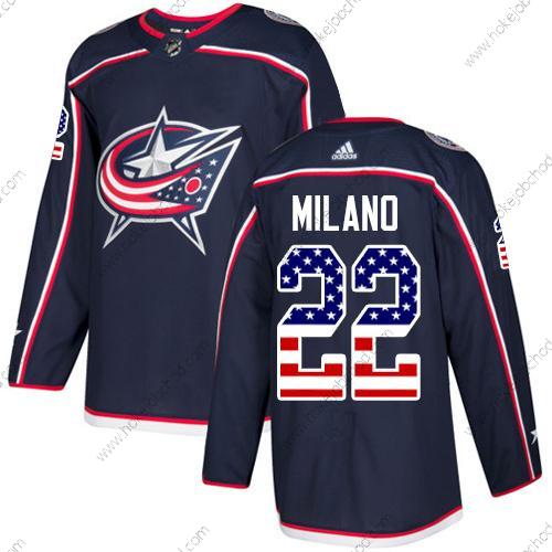 Adidas Mládež Columbus Blue Jackets #22 Sonny Milano Námořnictvo Modrý Domácí Autentické USA Flag Sešitý NHL Dres