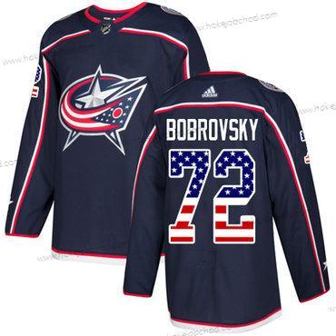 Adidas Mládež Columbus Blue Jackets #72 Sergei Bobrovsky Námořnictvo Modrý Domácí Autentické USA Flag Sešitý NHL Dres