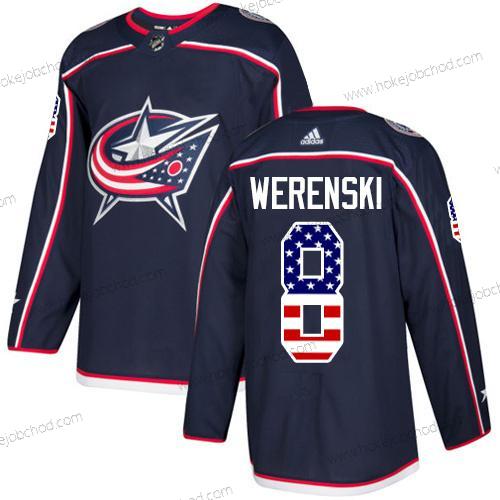 Adidas Mládež Columbus Blue Jackets #8 Zach Werenski Námořnictvo Modrý Domácí Autentické USA Flag Sešitý NHL Dres