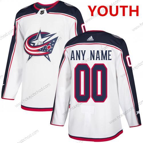 Adidas Mládež Columbus Blue Jackets Přizpůsobené NHL Autentické Bílý Dres