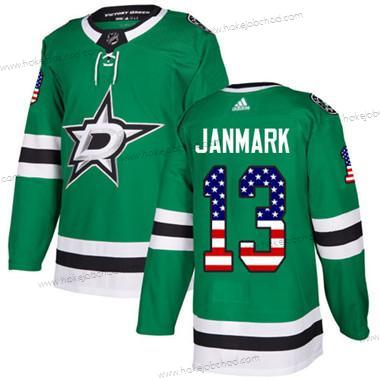 Adidas Mládež Dallas Stars #13 Mattias Janmark Zelená Domácí Autentické USA Flag Sešitý NHL Dres