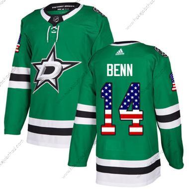 Adidas Mládež Dallas Stars #14 Jamie Benn Zelená Domácí Autentické USA Flag Sešitý NHL Dres