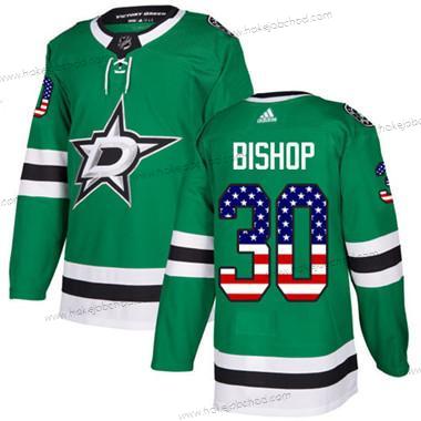 Adidas Mládež Dallas Stars #30 Ben Bishop Zelená Domácí Autentické USA Flag Sešitý NHL Dres