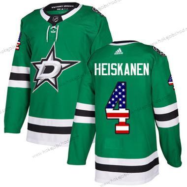 Adidas Mládež Dallas Stars #4 Miro Heiskanen Zelená Domácí Autentické USA Flag Sešitý NHL Dres