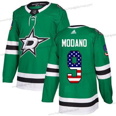 Adidas Mládež Dallas Stars #9 Mike Modano Zelená Domácí Autentické USA Flag Sešitý NHL Dres