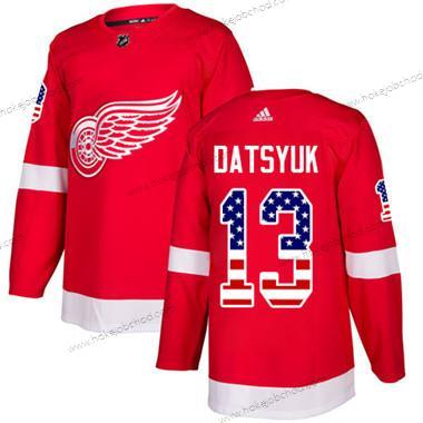 Adidas Mládež Detroit Red Wings #13 Pavel Datsyuk Červené Domácí Autentické USA Flag Sešitý NHL Dres